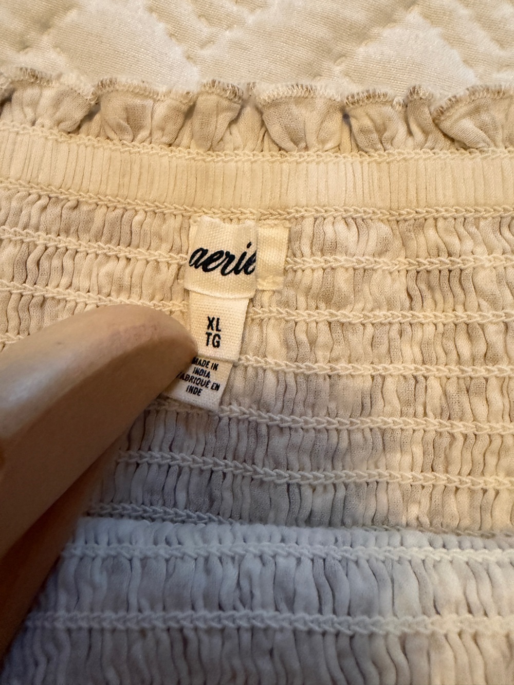 aerie | Beige Tiered Mini Dress with Smocked Top and Tie Straps - Picture 5 of 9